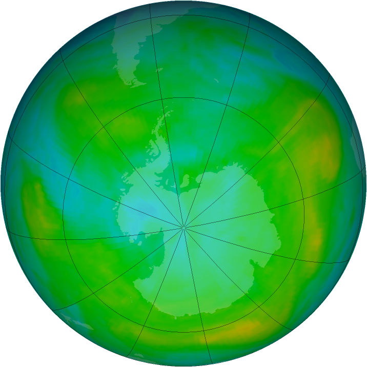 Antarctic ozone map for 14 January 1982